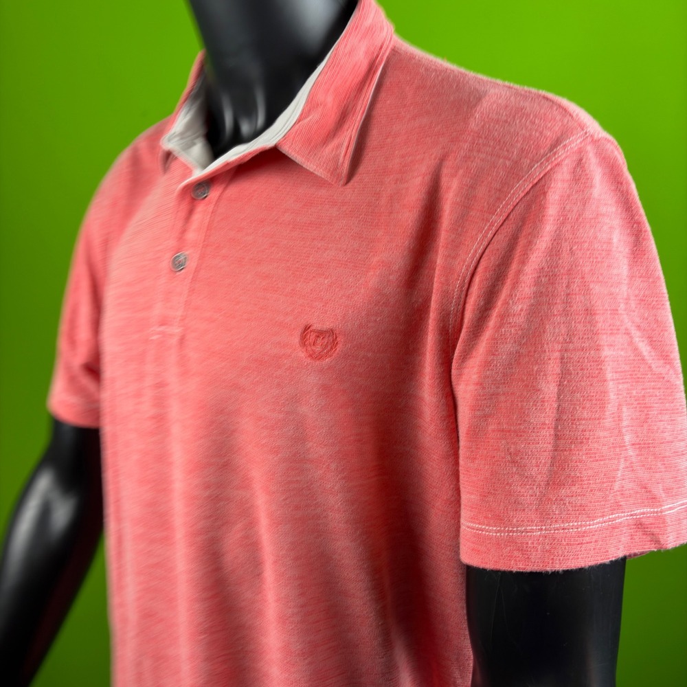 CHAPS Seacoast Wash Polo Mens XL 50" Coral Red Short Sleeve Shirt CM15PL135W